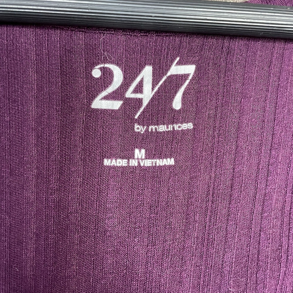 Maurice's 24/7 Ribbed Women's M Long Sleeve Dress‎ Purple Stretch Modest Pockets - Picture 3 of 5